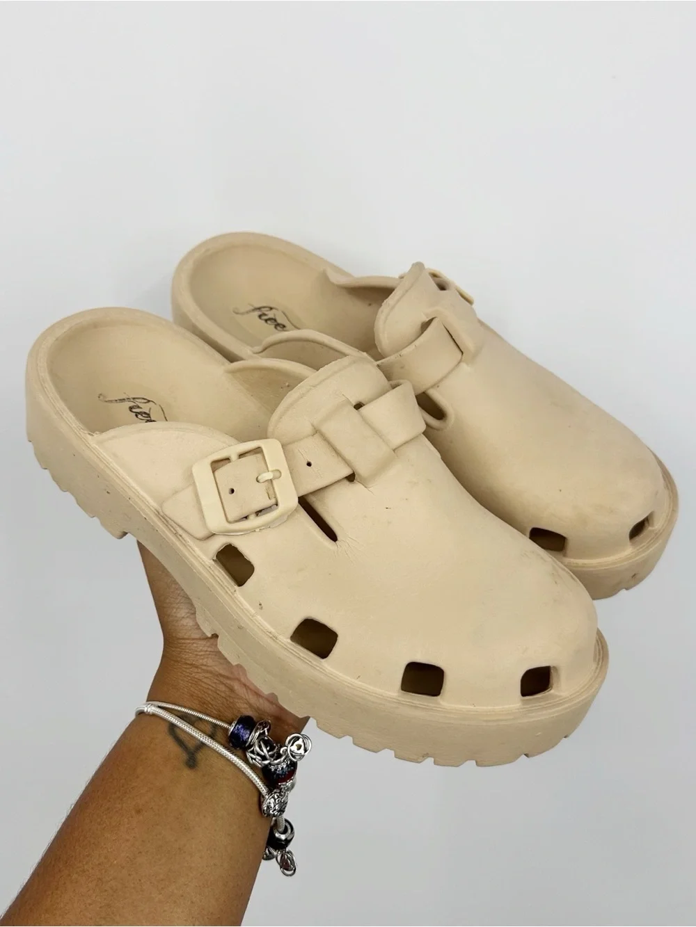 Free People Karlie Buckle Clog Mules Shoes Woman's Size 7 Boho